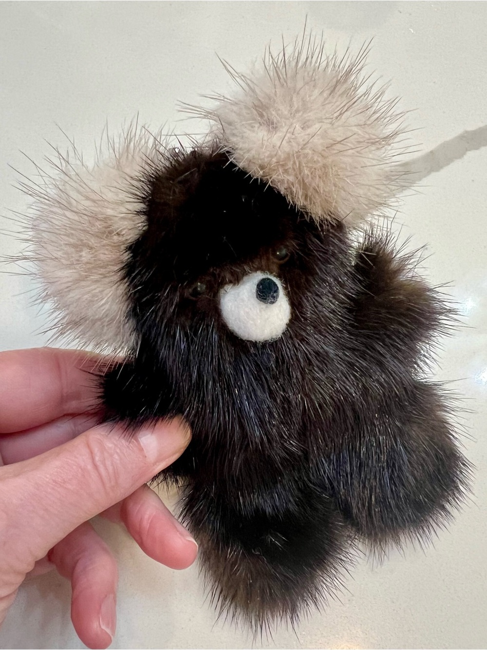 Real Mink Teddy Bear Keychain Bag Charm Vintage
